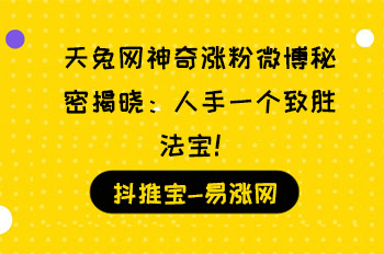 天兔网神奇涨粉微博秘密揭晓：人手一个致胜法宝！